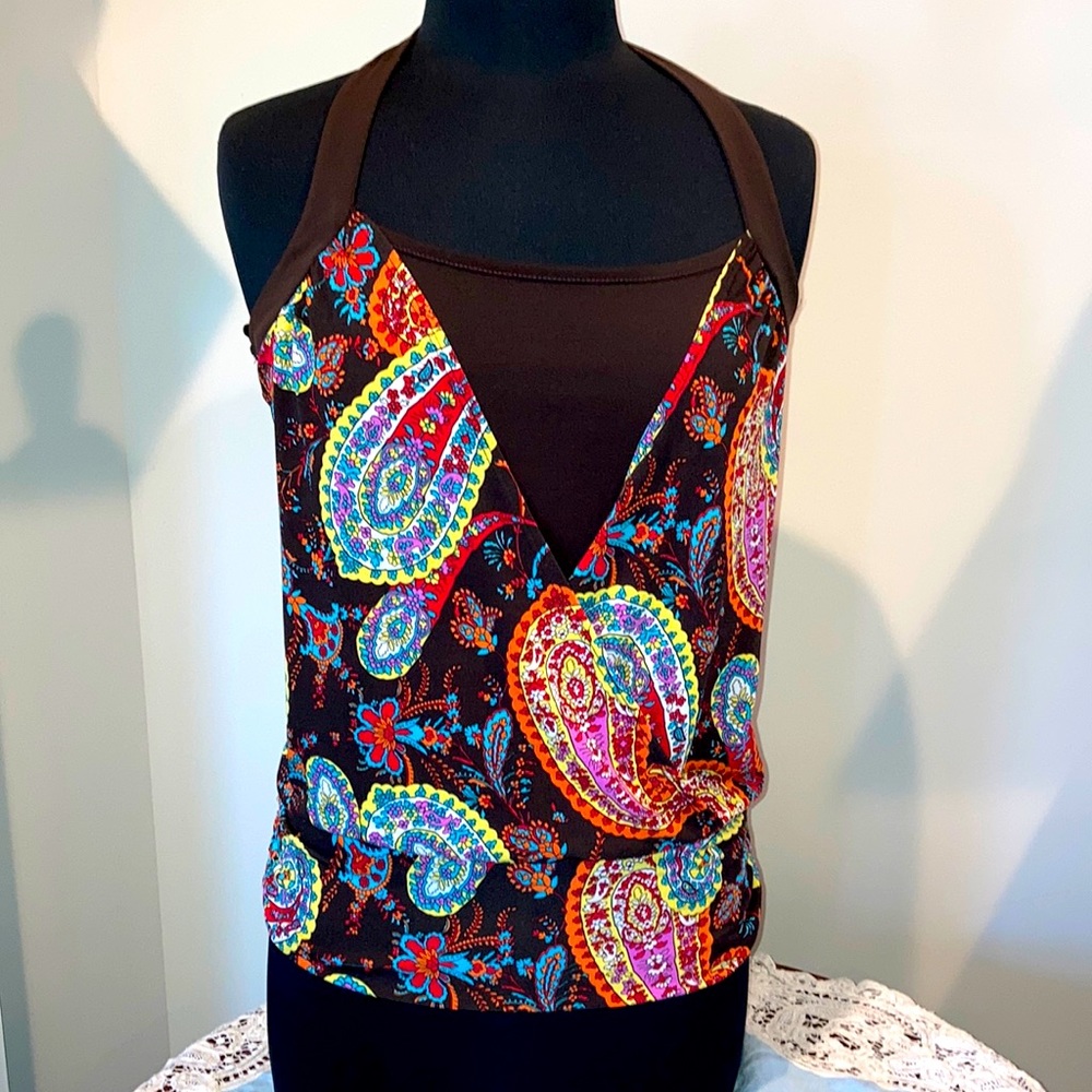 Iz Byer California Paisley Halter Top
